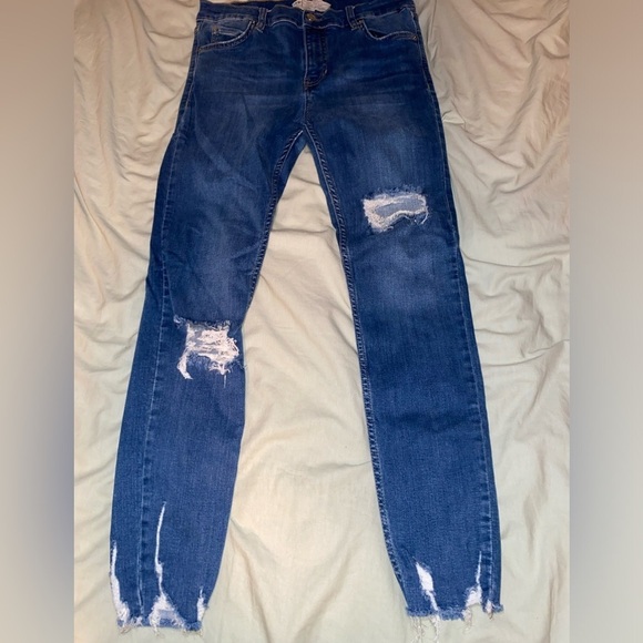 Free People - Shark Bite Raw-Hem Ripped Crop Skinny Jeans in Blue - Picture 12 of 15